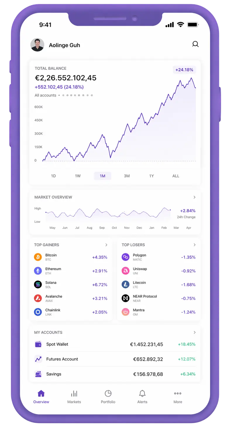 Venturo Fondaria mobile app showing portfolio overview